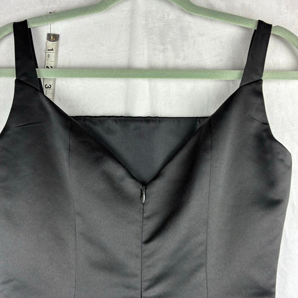 Vtg B2 Sleeveless Maxi Gown Dress Women's XS Black Satin Square Formal Y2K Vines - Picture 12 of 15
